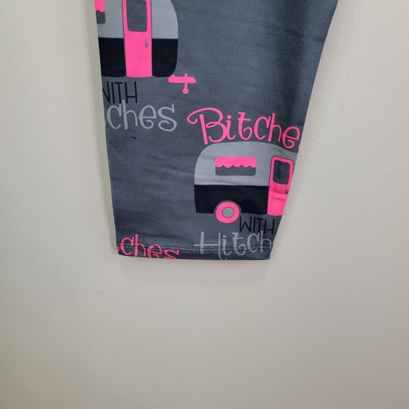 Slightly Offensive Camping Theme Poly Spandex Ankle Leggings‎ Curvy Plus Size - Picture 3 of 6